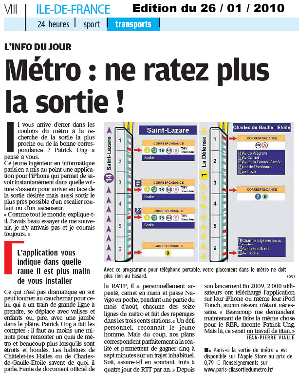Le Parisien - Paris-ci la sortie du Métro
